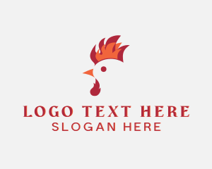 Roasted Chicken - Flame Chicken Rooster logo design