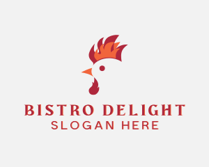 Flame Chicken Rooster logo design