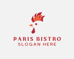 Flame Chicken Rooster logo design