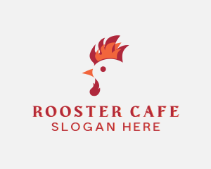 Flame Chicken Rooster logo design