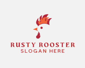 Flame Chicken Rooster logo design