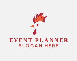Bbq - Flame Chicken Rooster logo design