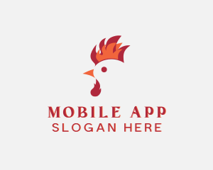 Grill - Flame Chicken Rooster logo design
