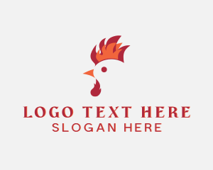 Cooking - Flame Chicken Rooster logo design