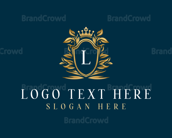 Elegant Flower Shield Crest Logo