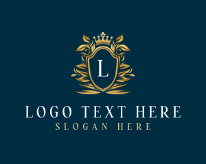 Elegant Flower Shield Crest logo design