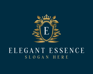 Elegant Flower Shield Crest logo design