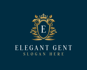 Elegant Flower Shield Crest logo design