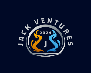 Industrial Flaming Ice Ventilation logo design