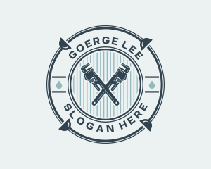 Drainage - Hipster Pipe Wrench logo design