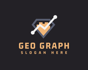 Finance Diamond Line Graph logo design