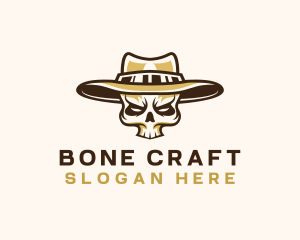 Skeleton - Cowboy Skull Hat logo design