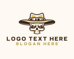 Death - Cowboy Skull Hat logo design
