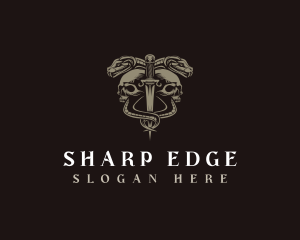 Dagger - Dagger Snake Skull logo design