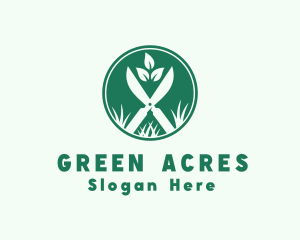 Lawn Grass Scissors logo design