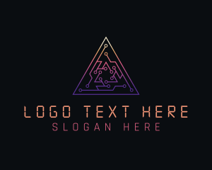 Cyber - Triangle Circuit Technology logo design
