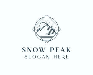 Skiing - Forest Mountain Peak logo design