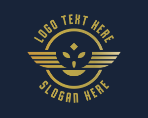 Gold - Owl Wings Badge logo design