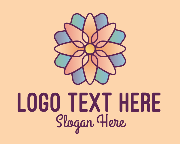 Botanical - Floral Stained Glass logo design