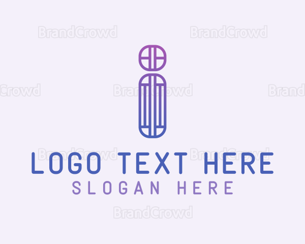 Gradient Line Art Letter I Logo