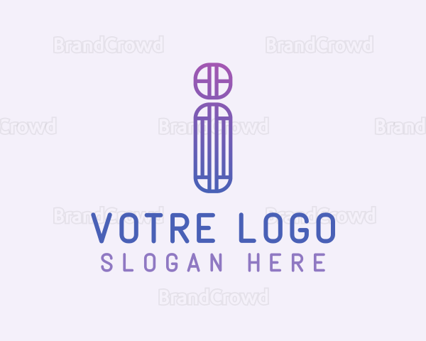 Gradient Line Art Letter I Logo