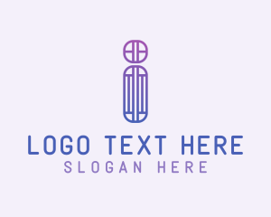 Line Art - Gradient Line Art Letter I logo design