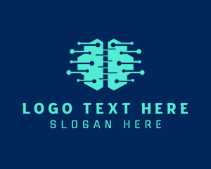 Cyber Brain Circuit logo design