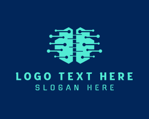 Robot - Cyber Brain Circuit logo design