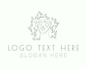 Green Face Line Art logo design