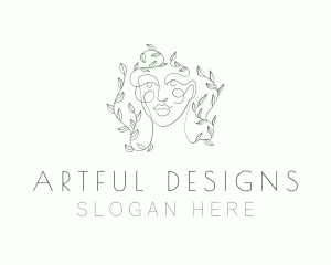 Green Face Line Art logo design