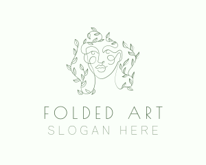 Green Face Line Art logo design