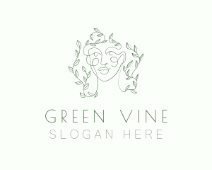 Green Face Line Art logo design