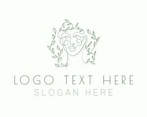 Head - Green Face Line Art logo design
