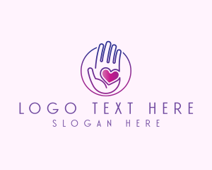 Purple Caring Hand logo design