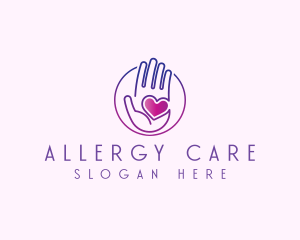 Purple Caring Hand logo design