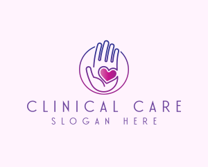 Purple Caring Hand logo design