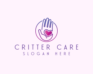 Purple Caring Hand logo design