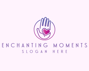 Purple Caring Hand logo design