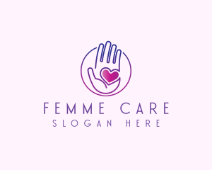 Purple Caring Hand logo design