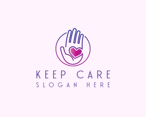 Purple Caring Hand logo design