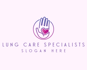 Purple Caring Hand logo design