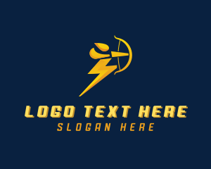 Human - Bow Arrow Lightning Man logo design