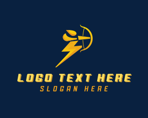 Fast - Bow Arrow Lightning Man logo design