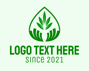 Hand - Green Plant Droplet logo design