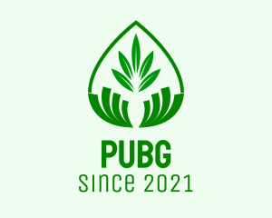 Hand - Green Plant Droplet logo design