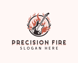 Guitar Fire Rockstar logo design