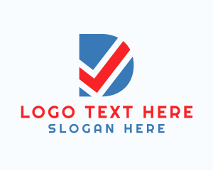 Check Box - Voter Checkmark Letter D logo design
