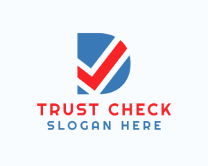 Verify - Voter Checkmark Letter D logo design