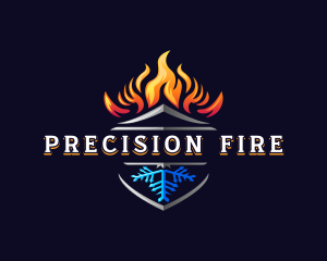 Fire Shield Snowflake logo design