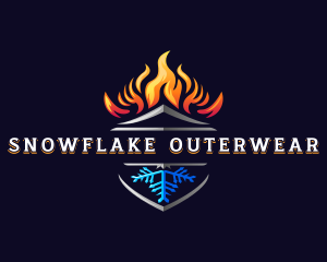 Fire Shield Snowflake logo design